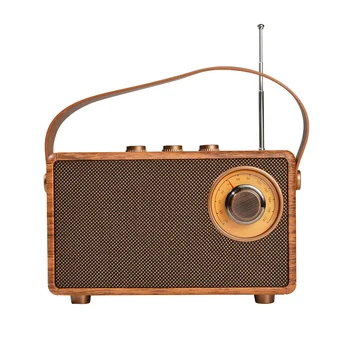 Retro FM Rádio Drevené Prenosné Bluetooth Rádio, Bass Reproduktor Handsfree MP3 Prehrávač, Podpora USB/TF Karty/AUX Hrať