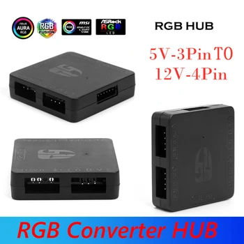 RGB Ventilátor Converter, 5V na 12V RGB Prenos Náboja 3Pin na 4Pin ARGB Svetlo Šasi Ventilátor Adaptér pre ASUS Gigabyte MSI