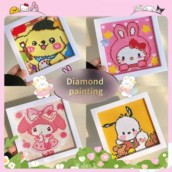 Sanrio Hello Kitty Melódie Pom-Pom Purín Pochacco Kawaii Diamond Maľovanie HOBBY Ručné Drahokamu Nálepky Dievča Narodeniny Darček