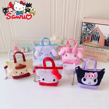 Sanrio Melódie Kuromi Hello Kitty Cinnamoroll Pochacco Japonské Kreslené Mince Kabelku Detí Tote Bag Autobus Karty, Mince Skladovanie Taška