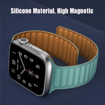 Silikónové Odkaz popruh pre Apple hodinky kapela 44 mm 40 mm 45 mm 41mm 38 mm 49 mm, Magnetické Slučky náramok iwatch série 6 4 5 3 SE 7 8 ultra