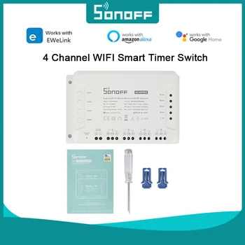 Sonoff 4 Kanálov, WIFI, Smart Časovač Prepínač 433MHZ Montáž Bezdrôtové Ovládanie Domácej Svetlo Diaľkové Ovládanie 10A/2200W Smart Switch