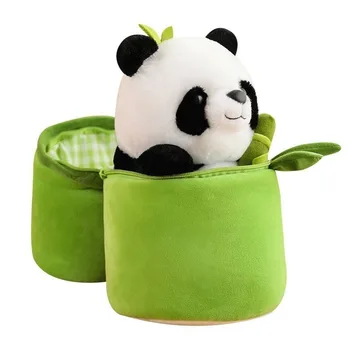 Super Roztomilý Panda Komiksu, Anime, Plyšové Plyšové Hračky Bambusu Trubice Hračka Kawaii Zvierat Plačlivá Panda Mäkké Vankúše Na Spanie Darček
