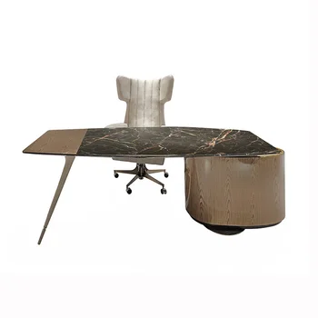 Taliansky Ľahké Luxusná Nerezová Oceľ Mramorový Stôl Dizajnér Model Izba Stôl