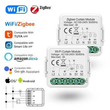 Tuya Smart Wifi/Zigbee Uzávierky Opony Switch Modul 1/2Gang Mini Veľkosť Smartlife APLIKÁCIU Diaľkové Ovládanie Práce S Alexa Domovská stránka Google