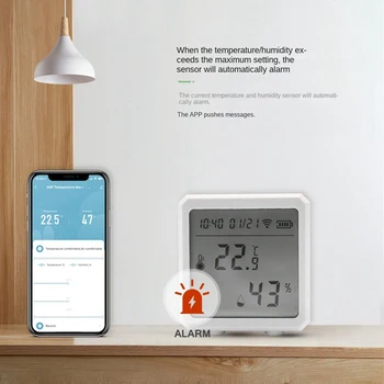 Tuya WIFI Teplota A Vlhkosť, Senzor LCD Displej Vnútorný Vlhkomer Senzor Inteligentný Život Podporu App Alexa Domovská stránka Google
