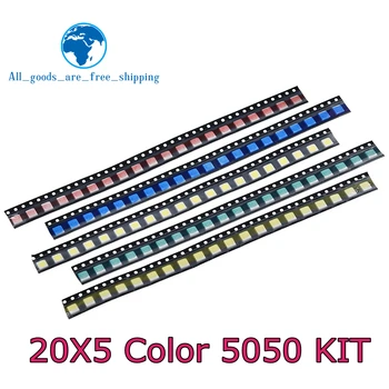 TZT 100KS/VEĽA 5050 SMD Biela Červená Modrá Zelená Žltá 20pcs každej Super Svetlé 5050 SMD LED Diódy Balík Kit