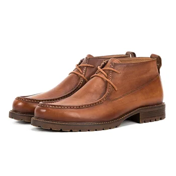 Vrchná vrstva cowhide pánske Členkové topánky na jeseň a v zime Martin topánky Britskej bežné krátke topánky, topánky pre pánske