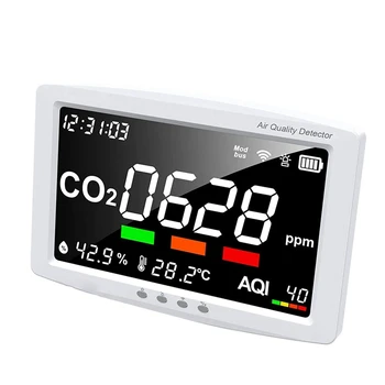 Wifi Monitor,11.8 Palcový Displej 3-V-1 Krytý CO2 Monitor,Smart Zistí, CO2,Teploty,Vlhkosti vzduchu S Zvuk Budíka A Čas