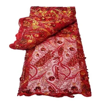 Červená 3d čipky textílie 5yard móda, detská modrá Afriky čipky textílie 2023 Zelená vysokej kvality flitrami čipky textílie Pre Svadobné Šaty
