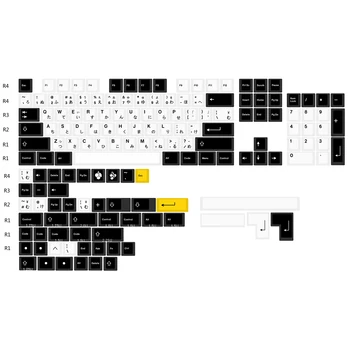 Čierna A Biela Japonsky minimalistické klávesa Caps PBT Piatich Stranách Farbivo Subbed Keycap Pre MX Mechanické Prepínanie Klávesnice Cherry Profil