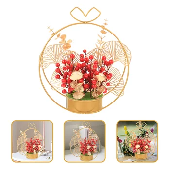 Črepníkové Dekorácie Nový Rok Bonsai Umelé Berry Červená Keramické Falošné Ornament